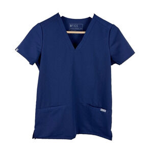 FIGS V-Neck Casma Three Pocket Scrub Top Blue Womens Size XXS Career Workwear